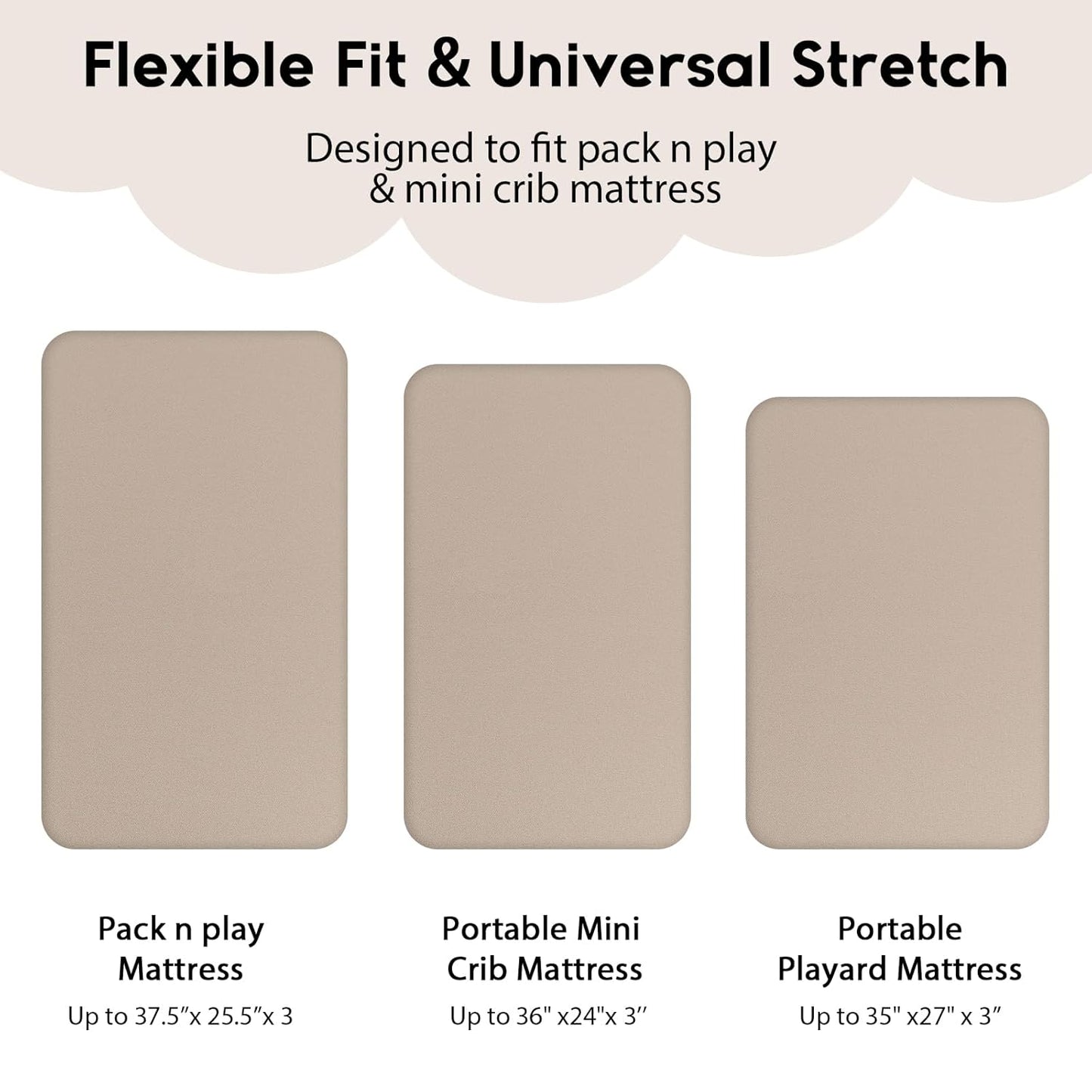Yoofoss Pack and Play Sheets Fitted, Mini Crib Sheets 2-Pack for Pack N Play Mattress, Stretchy