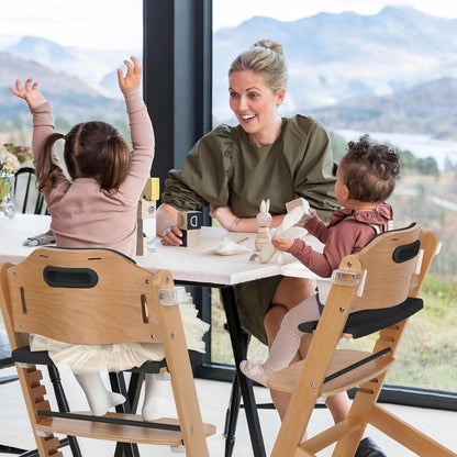 Cowiewie Natural Wooden High Chair for Babies & Toddlers 3-Tier Remove & 2 Adjustable Tray, 8