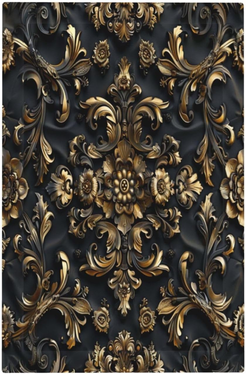 Decorative Switch Covers Plate Rococo Vintage Black Golden Leaf Morris Vine 1 Gang No Device Single Blank Outlet Covers Wall Plate Cover Light Switch Plate Faceplate for Home Decor