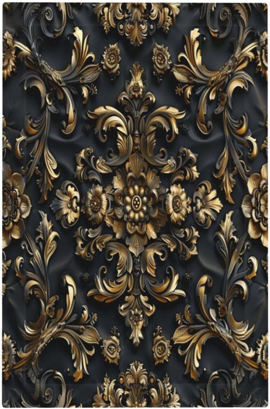 Decorative Switch Covers Plate Rococo Vintage Black Golden Leaf Morris Vine 1 Gang No Device Single Blank Outlet Covers Wall Plate Cover Light Switch Plate Faceplate for Home Decor