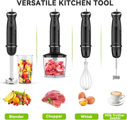 Immersion Blender Handheld Hand Blender, 1000W 5 in 1 Hand Mixer Stick, BPA-Free 12 Speed Handheld