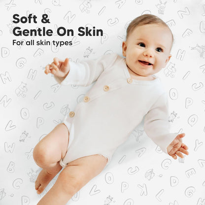 2-Pack Mini Crib Sheets Fitted - 38x26 Pack N Play Sheets for Pack and Play Mattress, Organic