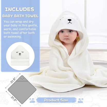 MoreFeel Collapsible Baby Bathtub for Newborn with Thermometer & 1 Hooded Towel & 1 Soft Floating