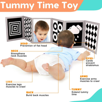 Black and White High Contrast Baby Books Flash Cards Tummy Time Mirror Toys Newborn Toys 0 6 Months Brain Development Infant Stimulating Sensory Toy 0-3 3-6 2 4 5 Months old Baby Boy Girl Shower Gifts