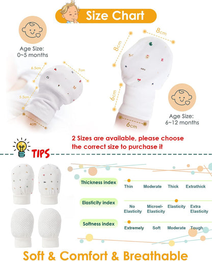 Newborn Baby Mittens Anti Scratch Baby Mittens No Scratch Mittens Baby Gloves for 0-6 Months Boys Girls (6 Pairs-S)