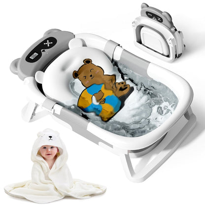 Collapsible Baby Bathtub for Newborn to Toddler (0-18 Month) - Portable Baby Bath Tub for Travel