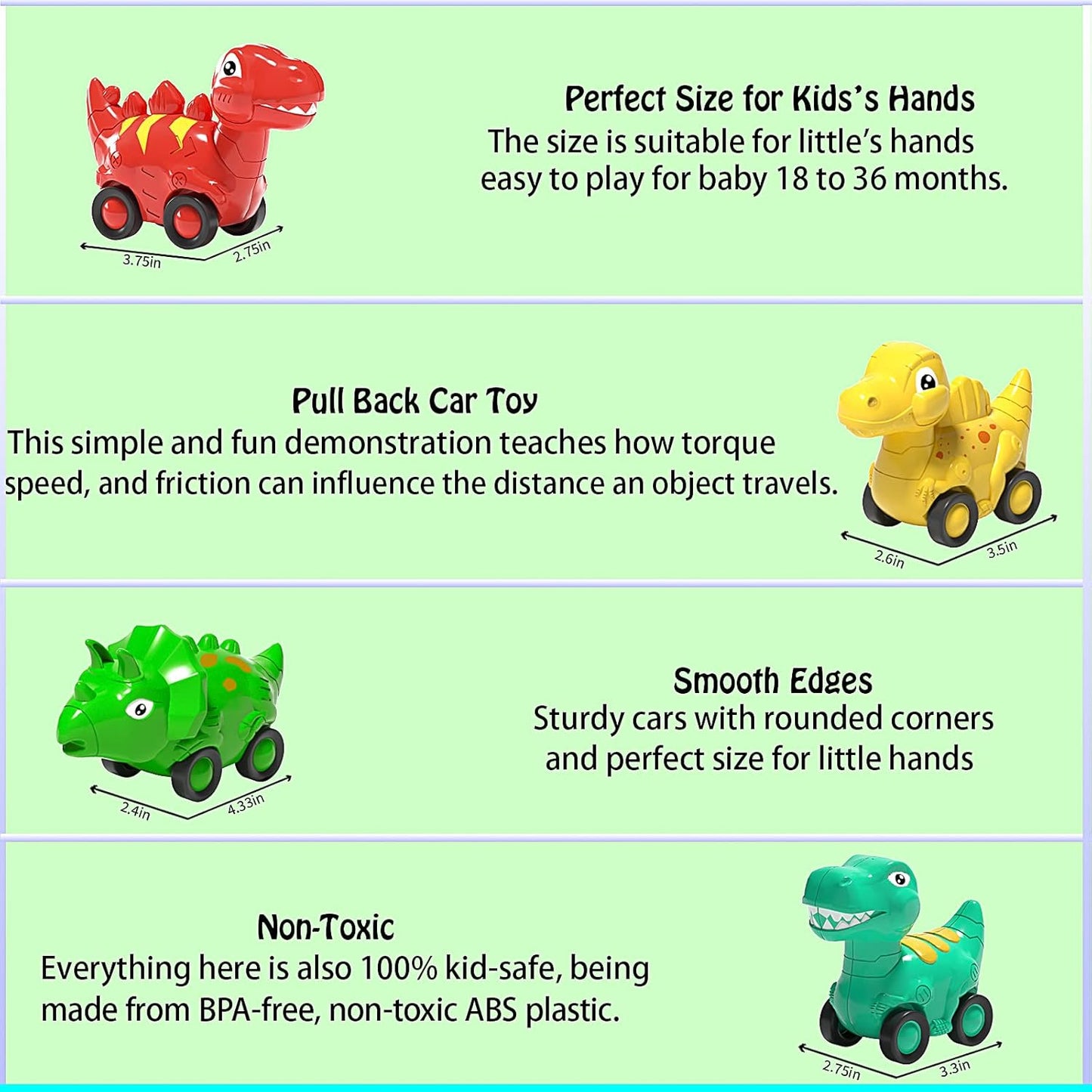 Toddler Car Toy for 2 3 4 5 Years Old, Dinosaur Transport Carrier Truck with 4 Pack Small Pull Back Dino Car, Friction Power Vehicle Christmas Birthday Gift for 18M+ Kids Boys Girls