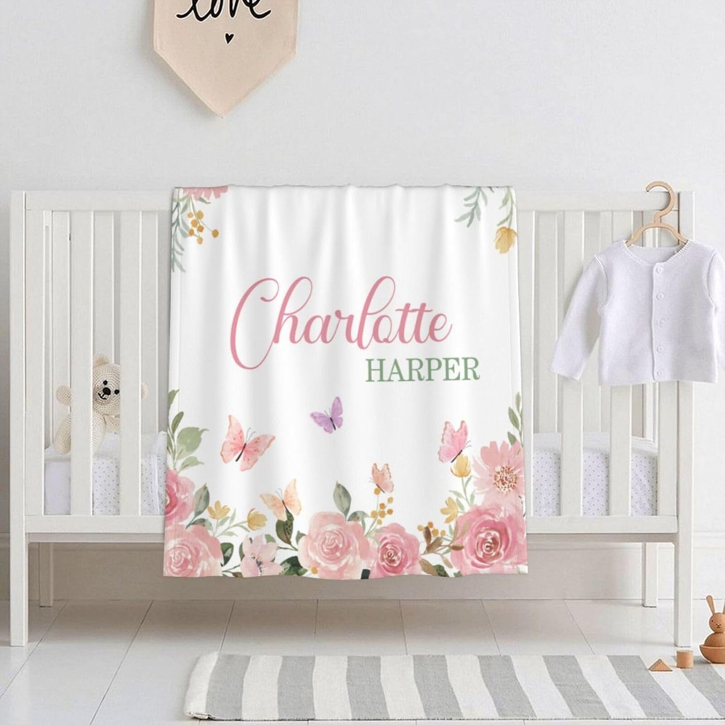 Personalized Baby Blankets for Girls Women Custom Baby Blanket with Name for Kids Toddlers Adult