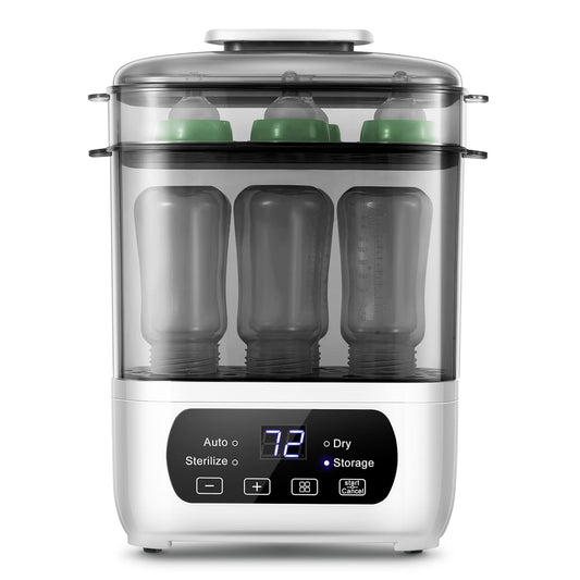 Baby Bottle Steamer and Dryer, Electric Steamer and Dryer for Baby Bottles, 4-in-1 Bottle Steamer