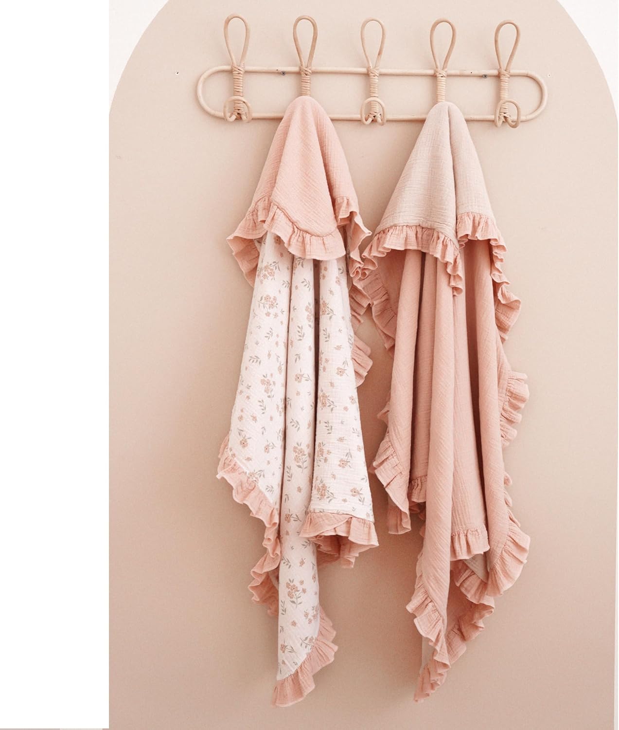 Konssy Flounce Muslin Baby Blankets, Cotton Crib Blanket for Baby Infant Toddler, Super Soft and
