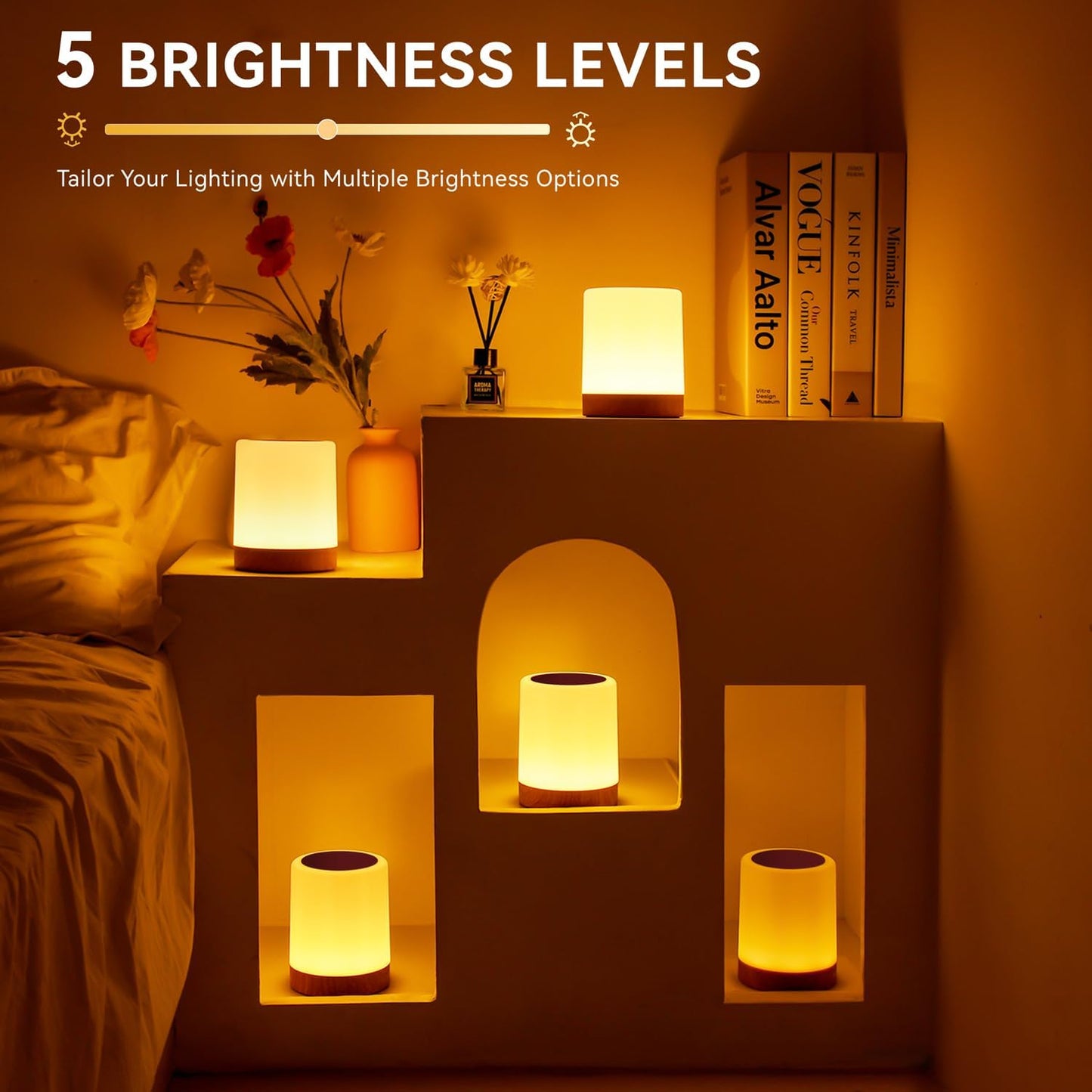 LED Night Light Bedside Lamp Touch and Remote Control Dimmable Tabletop 13 Colors Changing 5 Brightness Adjustable Rechargeable Portable Lamp for Baby Kids Bedroom Living Room Outdoor Camping