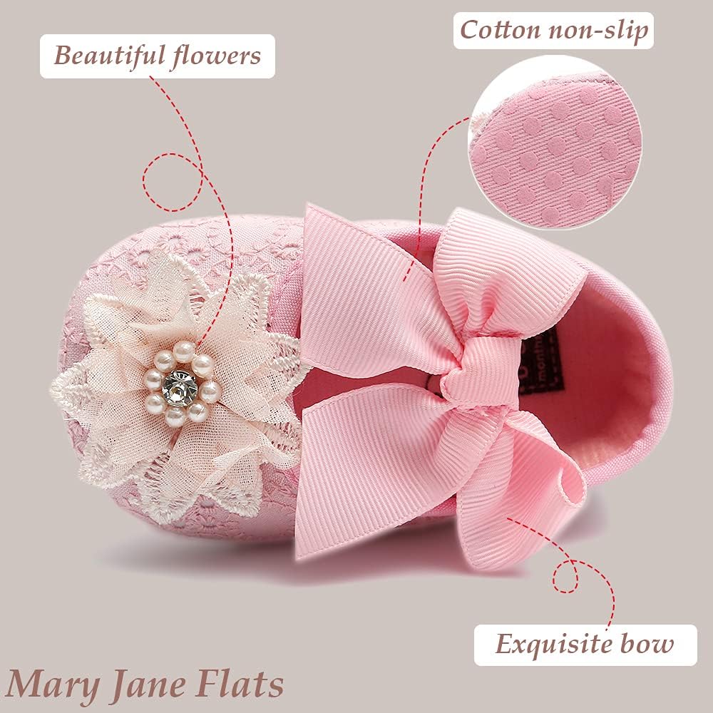 Baby Shoes Mary Jane Flats Non Slip Soft Sole Infant Toddler Sneakers First Walkers Party Christmas Dress Shoes