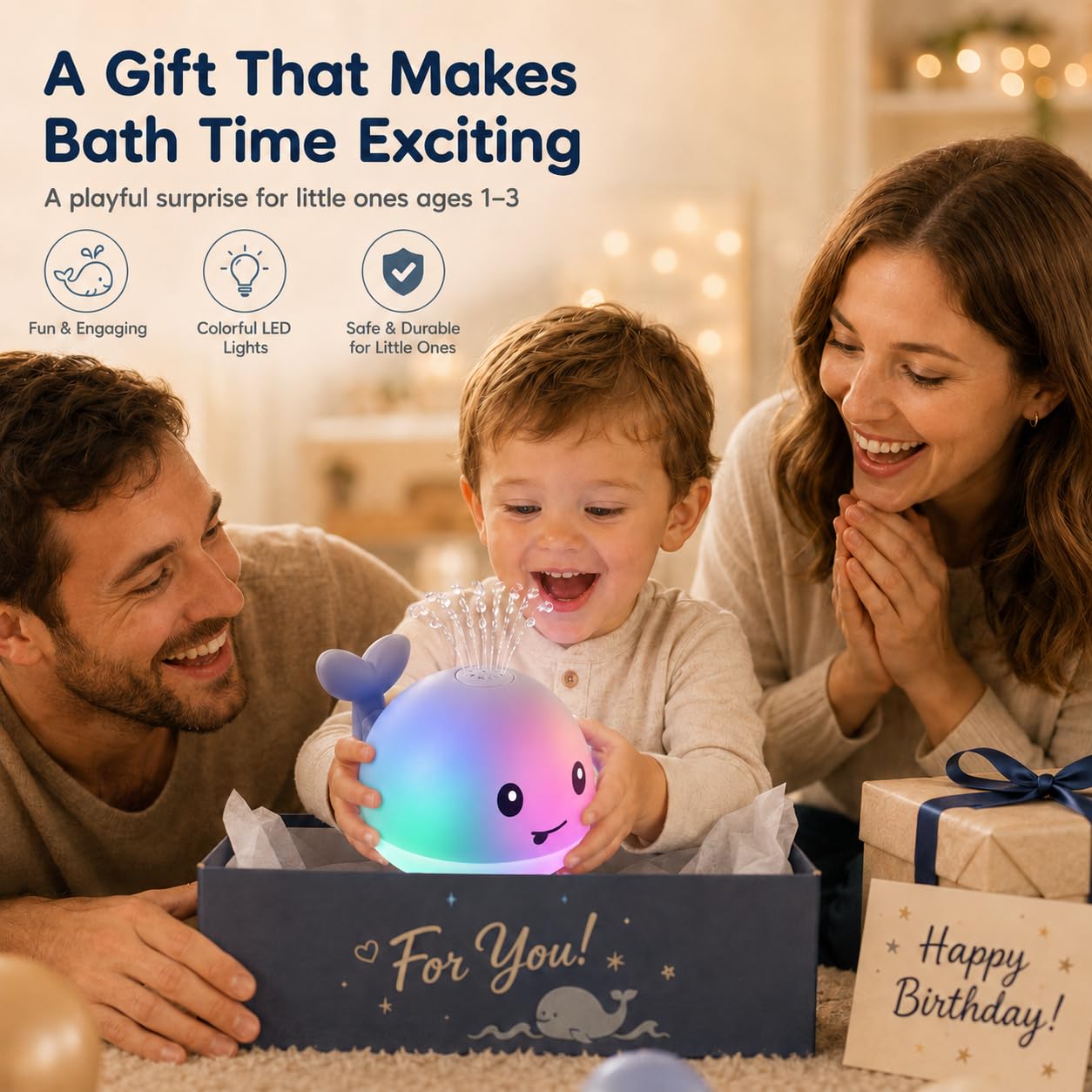 Gigilli Baby Bath Toys, Light Up Pool Water Bathtub Toy for Toddlers Babies