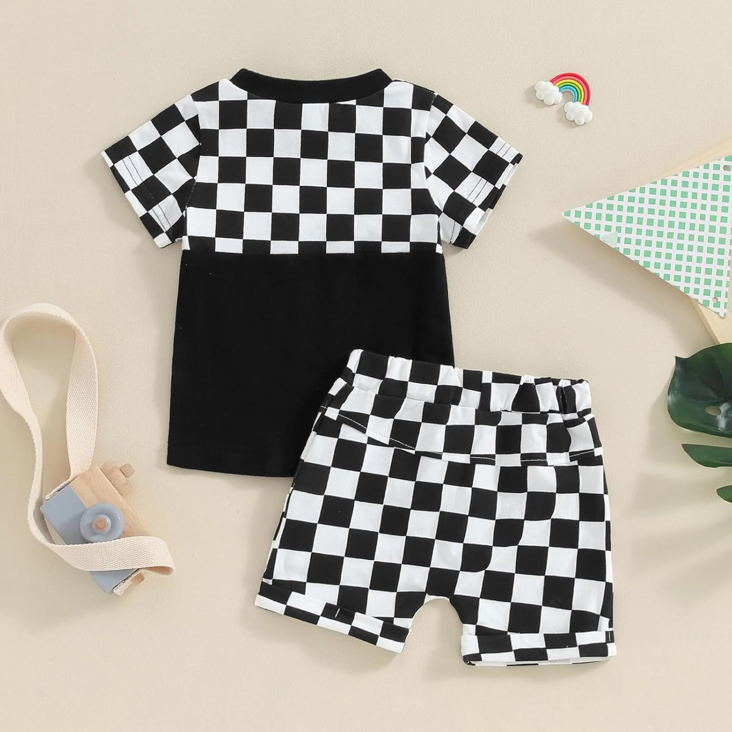 fhutpw Baby Toddler Boy Clothes Summer Outfits 6 12 18 24 Months Patchwork Short Sleeve T Shirt & Shorts Sets with Pockets