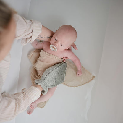 mushie Baby Bath Mitt | Organic Cotton | Pack of 2 (Baby Blue)