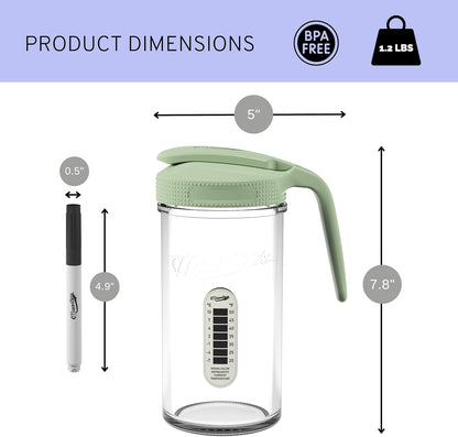 Masontops Breast Milk Storage Kit - 24oz Airtight Mason Jar with Handle, Marker & Stick-on