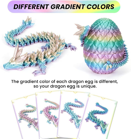 3D Printed Dragon Egg,Dragon Eggs with Dragon Inside,Crystal Dragon Fidget Toys,Full Articulated