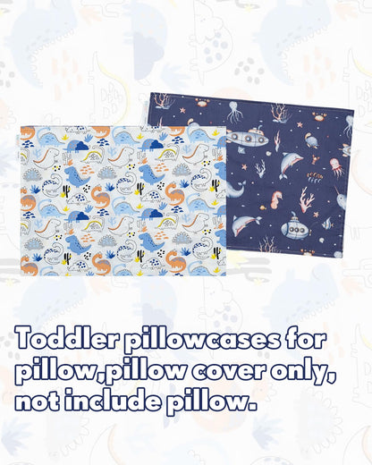 ALVABABY Toddler Pillowcases 2 Pack Organic Cotton Kids Pillow Cover Fit 13"x 18" or 12"x19" Envelope for Girl Boy Sleepy Travel