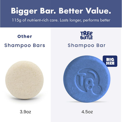 Tree Bottle Argan Oil + Bamboo Extract 3-in-1 Shampoo Bar for Men - For Hair, Beard & Body - Deep