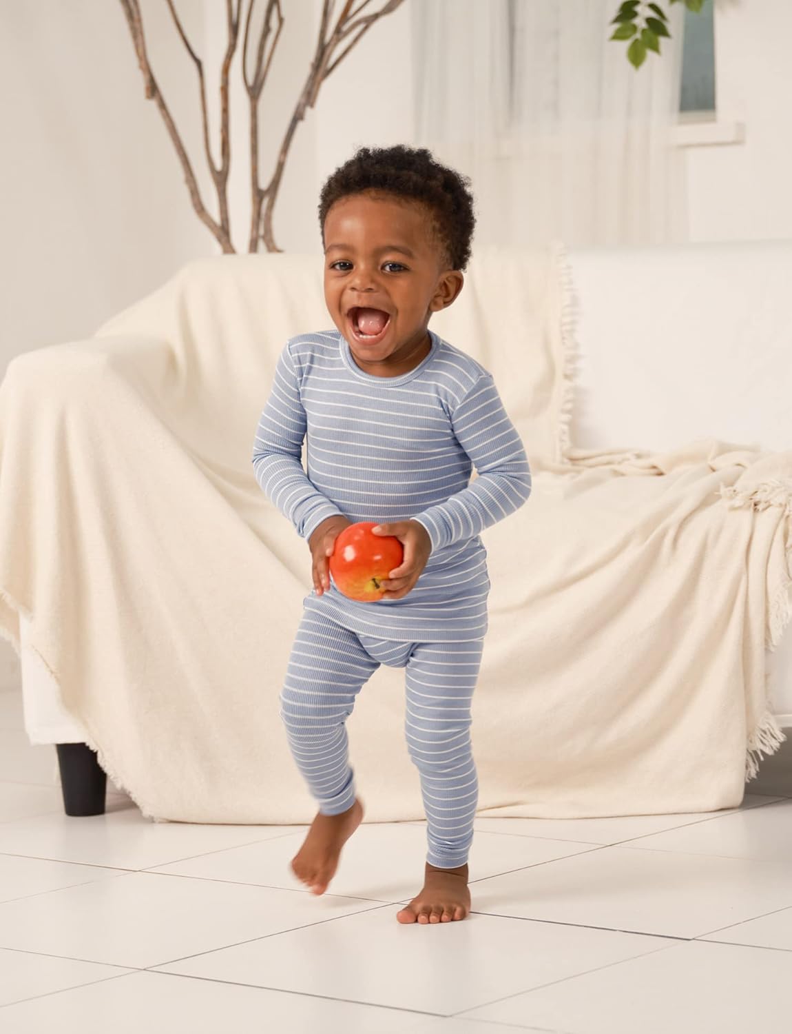 AVAUMA Stripe Pattern Baby Boys Girls Pajama Set Kids Toddler Snug fit Ribbed Sleepwear pjs for Daily Life Style