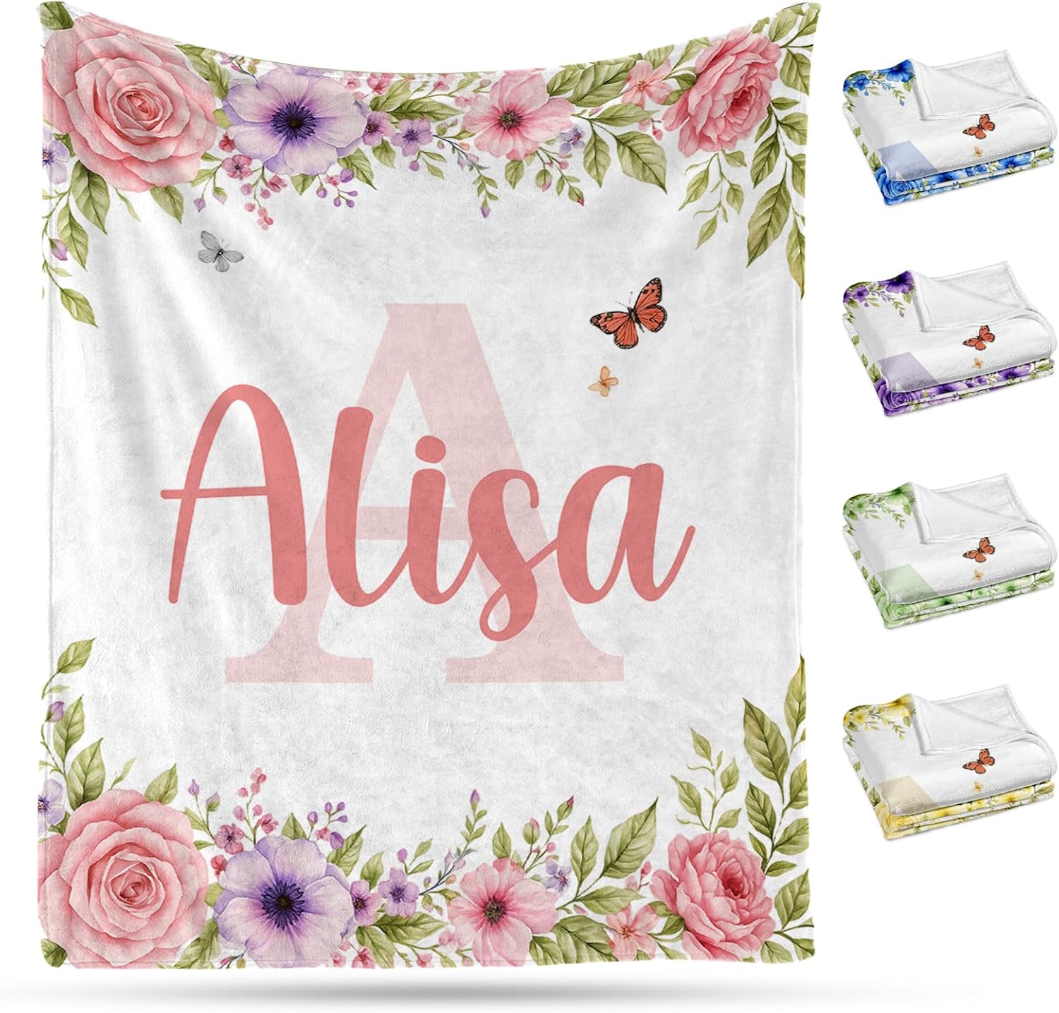 Ship Next Day, Personalized Baby Blanket – Printed in USA, Custom Baby Blanket for Boys & Girls