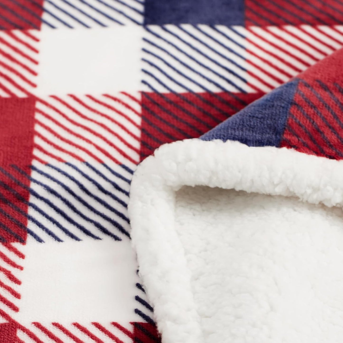 Touchat Sherpa Plaid Twin Blanket 60" X 70", Fuzzy Fluffy Soft Cozy Throw Blanket, Twin Size Plush Fleece Flannel Plush Microfiber Blanket for Couch Bed Sofa (Red Color)