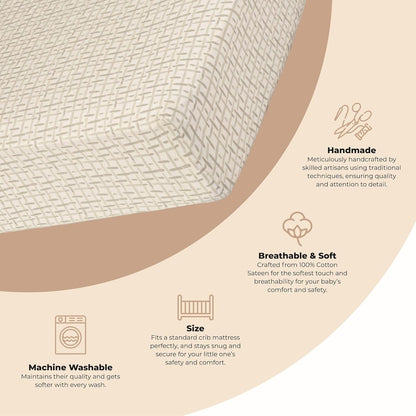 Crane Baby Crib Sheet, Neutral Hashtag Crib Sheets & Toddler Sheets, 100% Cotton Crib Sheets for