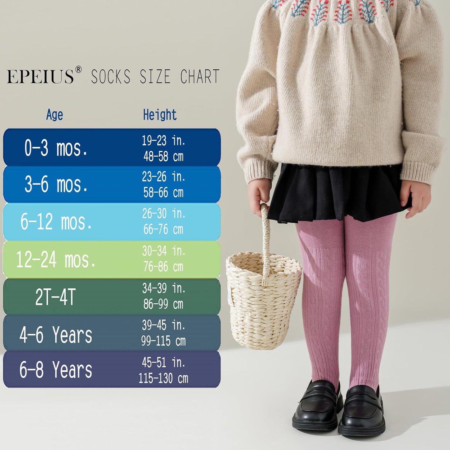 EPEIUS Baby Girl Tights Thick Cable Knit Leggings Stockings Cotton Pantyhose for Newborn Infant Toddler 3/4/5/6 Pack