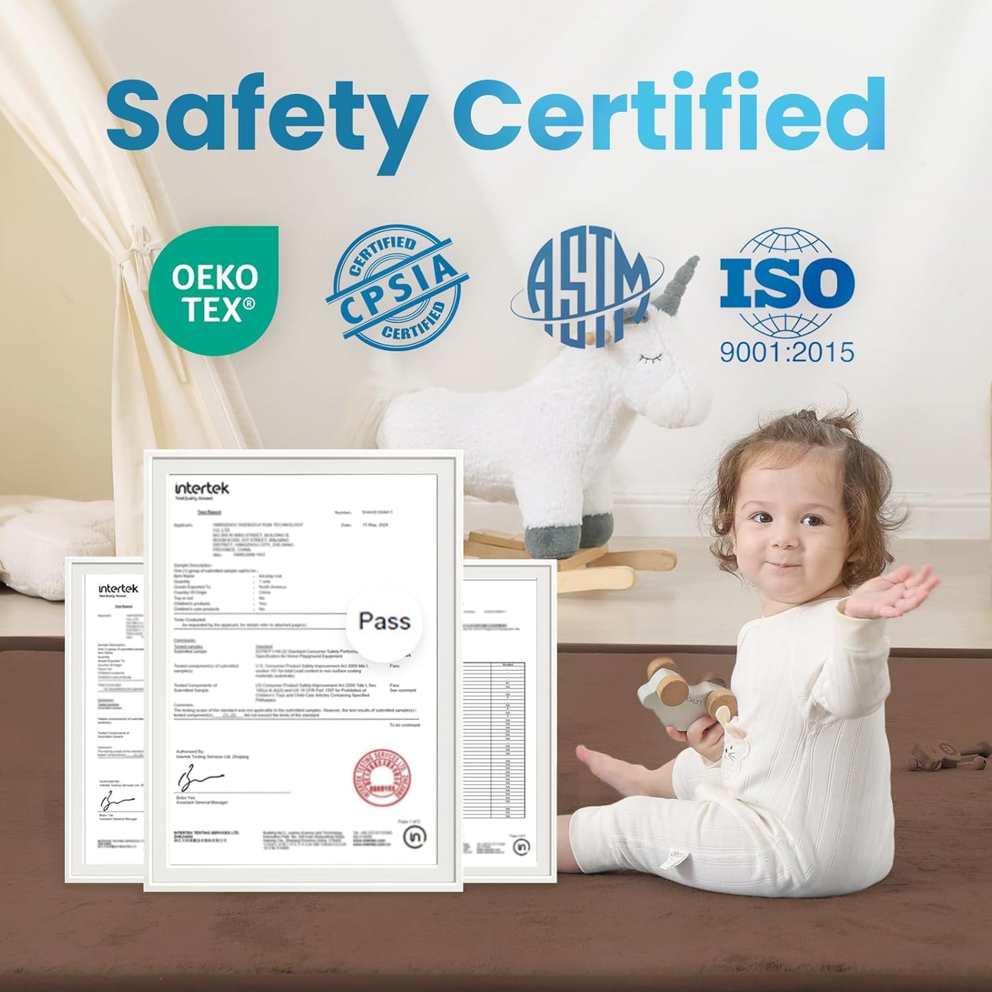 Ultra Soft Baby Play Mat,1.3" Thick Elasti-Foam Tummy Time Mat for Infants,Toddlers,Kids,Water-Repellent Coral Fleece Nursery Rug,Non-Slip Safe for Crawling&Hardwood Floors(Chocolate Brown)