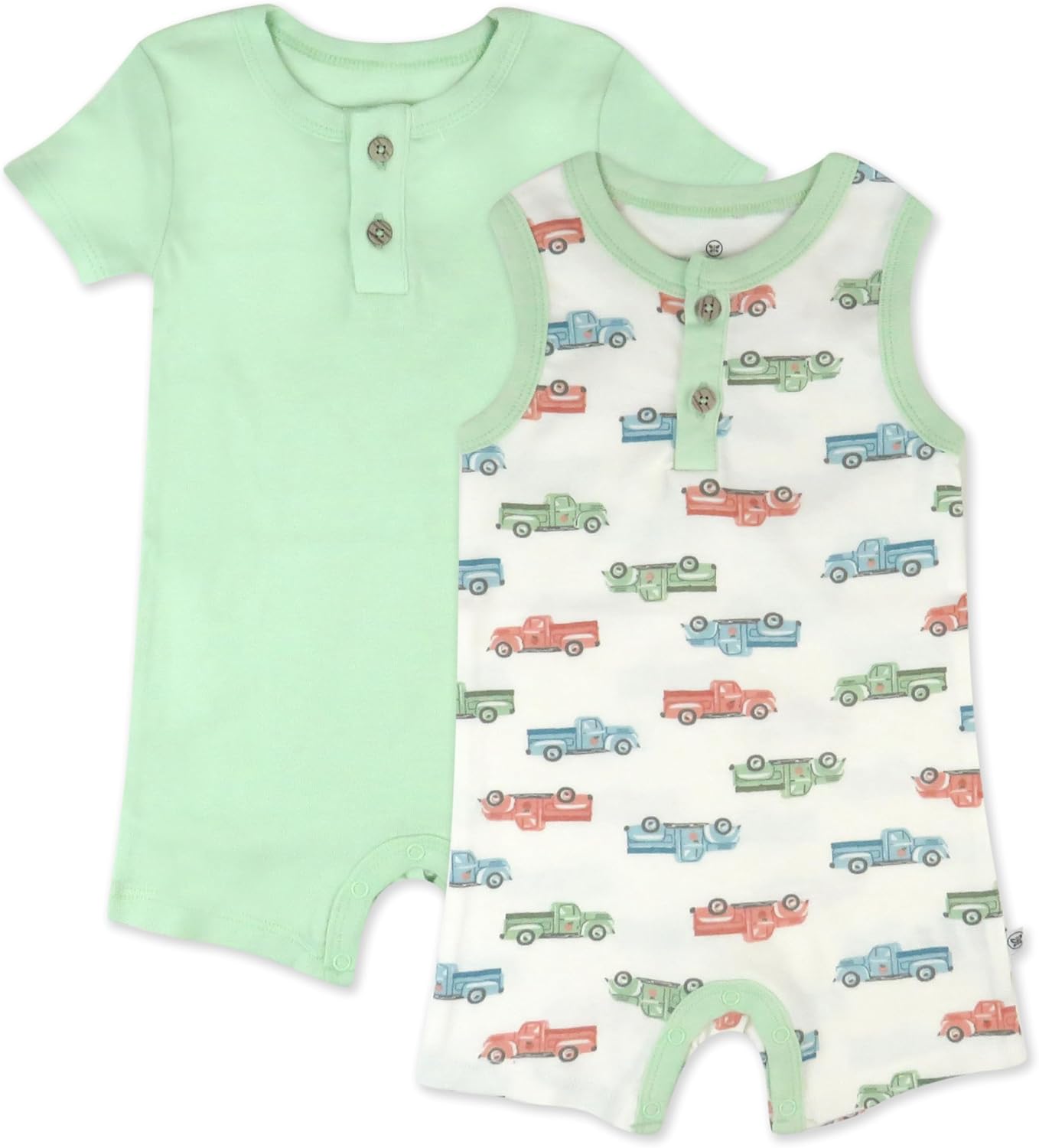 HonestBaby Short Sleeve and Tank Romper 100% Organic Cotton for Infant Baby and Toddler Boys