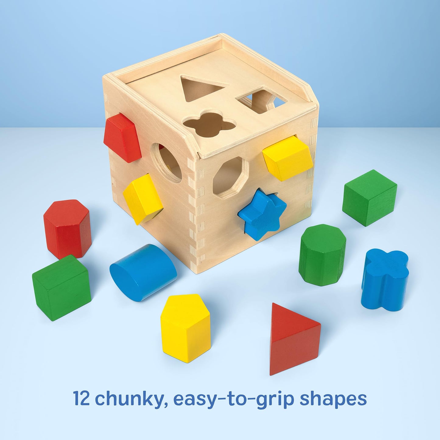 Melissa & Doug Shape Sorting Cube - Classic Wooden Toy With 12 Shapes
