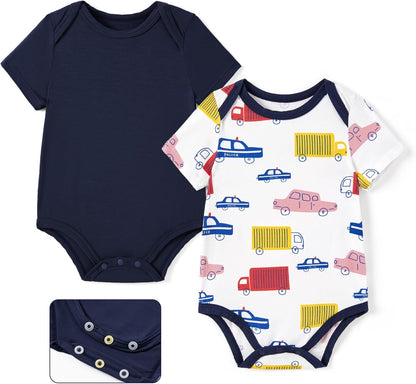 PATPAT Baby Bodysuits Supersoft Bamboo Viscose - Short Sleeve Boys and Girls - Newborn Infant Unisex Clothes Pack