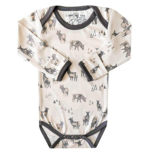 Copper Pearl Long Sleeve Bodysuit Baby: Ultra Soft Baby for Newborns, Boys, and Girls - Stylish, Comfortable, Overlap Shoulders, Premium Knit Fabric - 3-6 Months, Cody