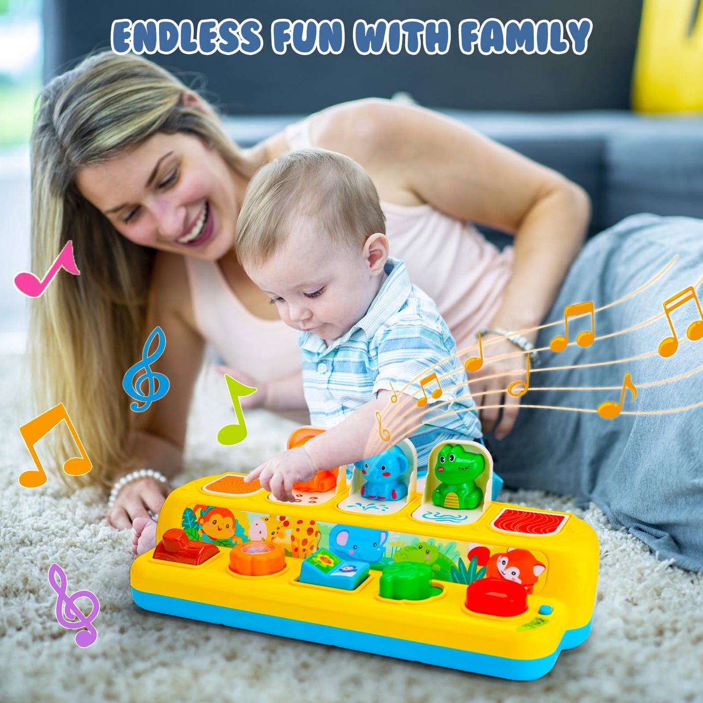 Baby Pop Up Toys with Music & Light Montessori Toys for 1 Year Old Boy Girl