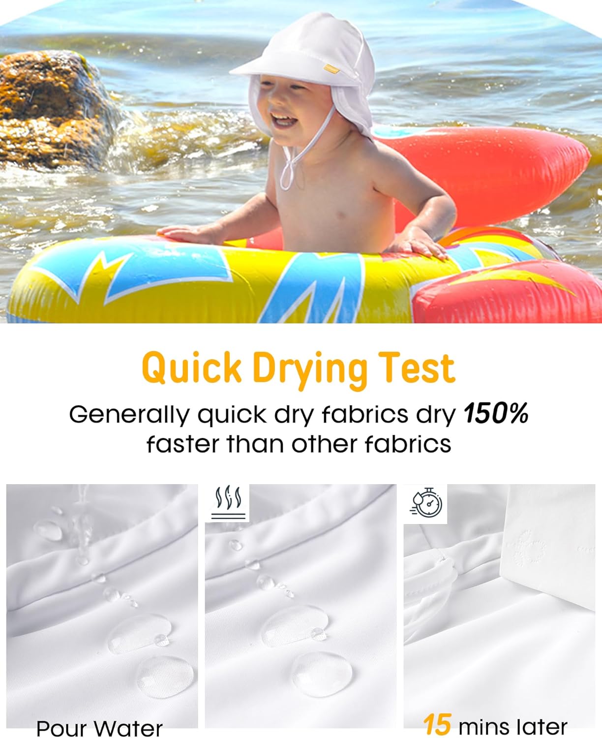 FURTALK Baby Sun Hat Summer Beach Hat UPF 50+ Adjustable Soft Baby Swim Hat with Neck Flap