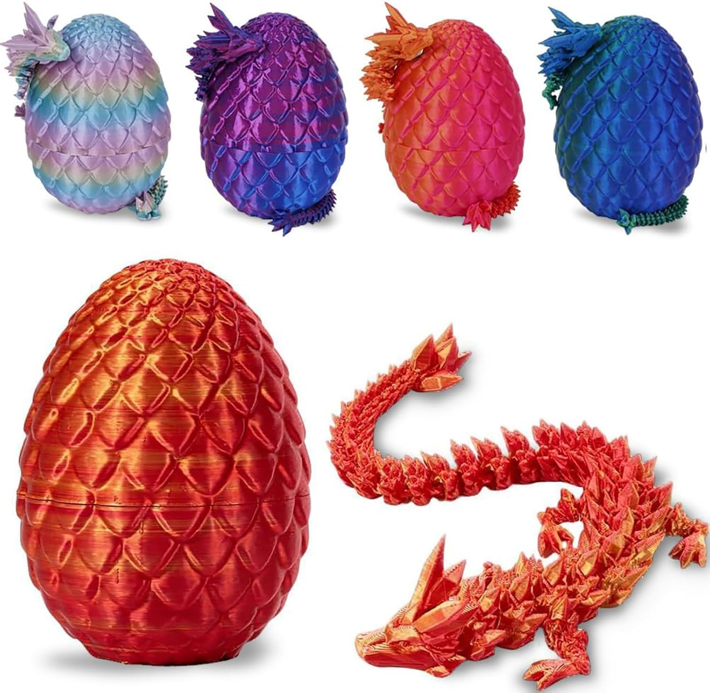 Cessfle 3D Printed Dragon in Egg, Crystal Dragon Eggs with Dragon Inside, Full Articulated Dragon Eggs 3D Dragon Toys, Mystery Dragon Egg for House of Dragon, 3D Printed Animals Fidget Toys