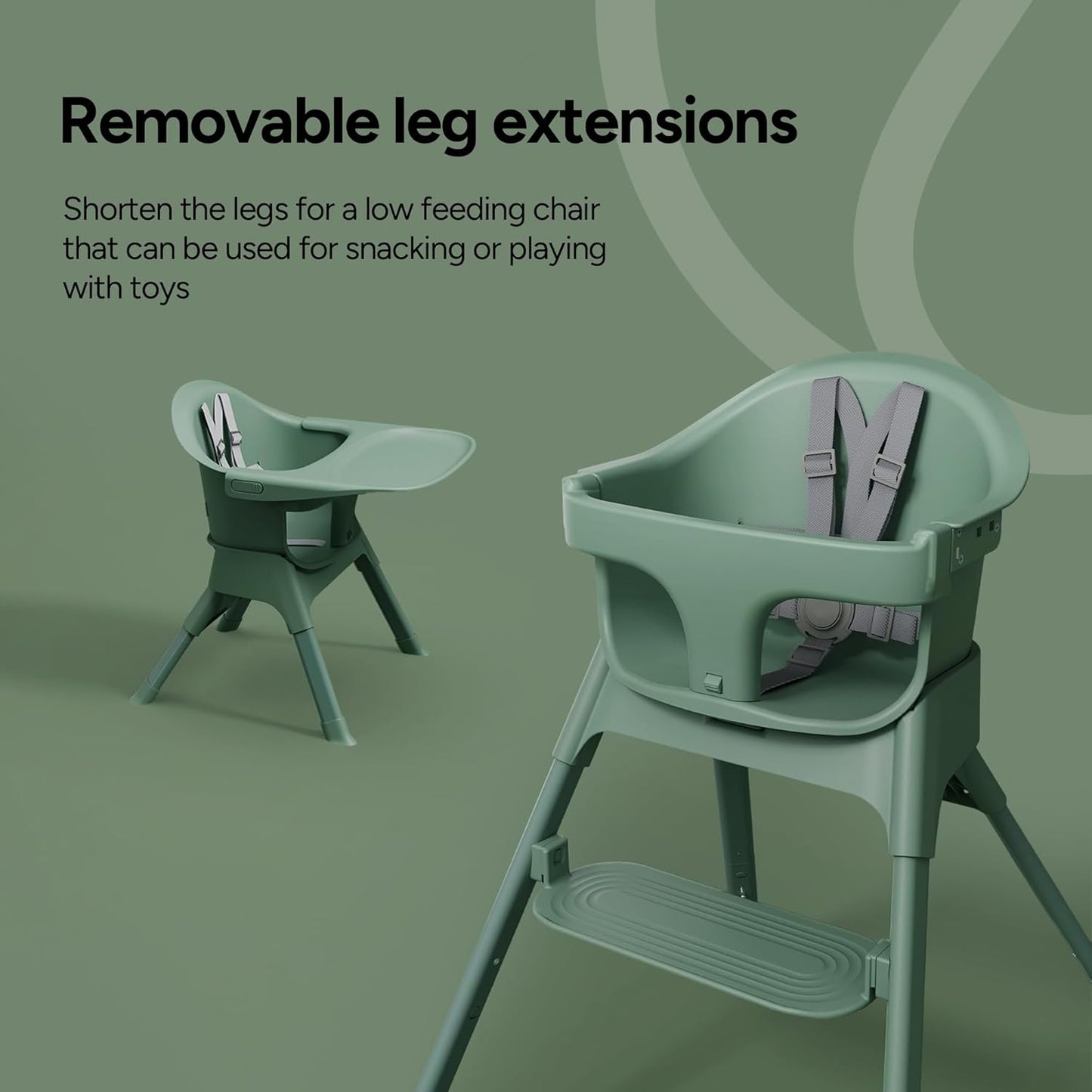 Mompush Olli 7-in-1 Convertible High Chair for Babies and Toddlers – Adjustable Height & Footrest