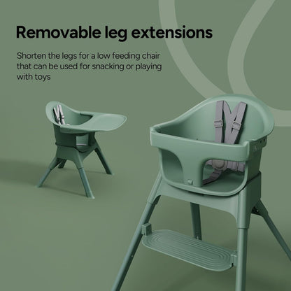 Mompush Olli 7-in-1 Convertible High Chair for Babies and Toddlers – Adjustable Height & Footrest