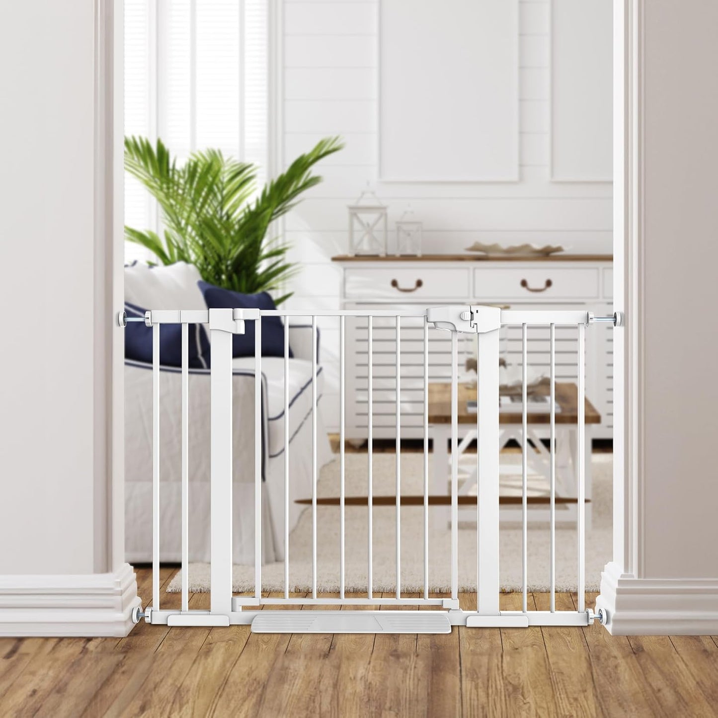 Easy Step Walk-Thru Baby Gate – Adjustable Safety Gate for Babies & Pets, Pressure Mount Kit, Includes Wall Cups & Extensions – 29.7 to 48.8W x 30.5H inches, CPC Certified