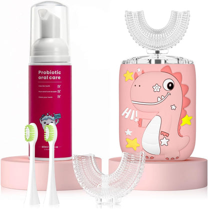 Kids Electric U Shaped Toothbrush,Kids Sonic Full Mouth Toothbrush with 4 Soft Brush Head Automatic