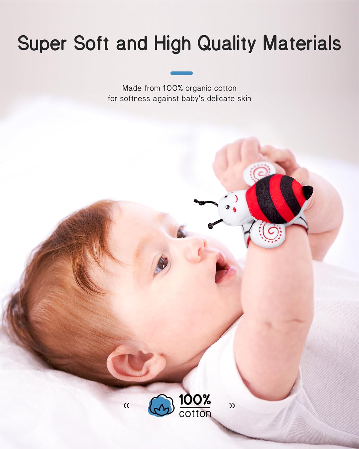 Infinno High Contrast Baby Toys Infant Rattle Socks and Wristband Set, Ideal Baby Sensery Toy Gifts