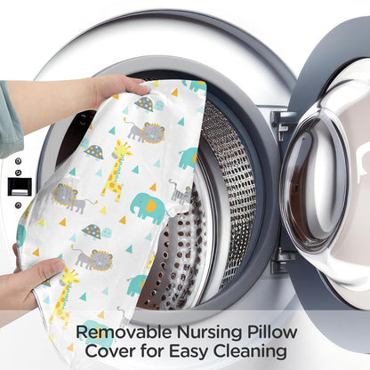 Little Grape Land Nursing Pillow for Infants, Breastfeeding Pillows, Baby Support Pillow for Nursing, Bottle Feeding, Tummy Time with Machine Washable Cover & Breathable Filling (Woodland Animals)