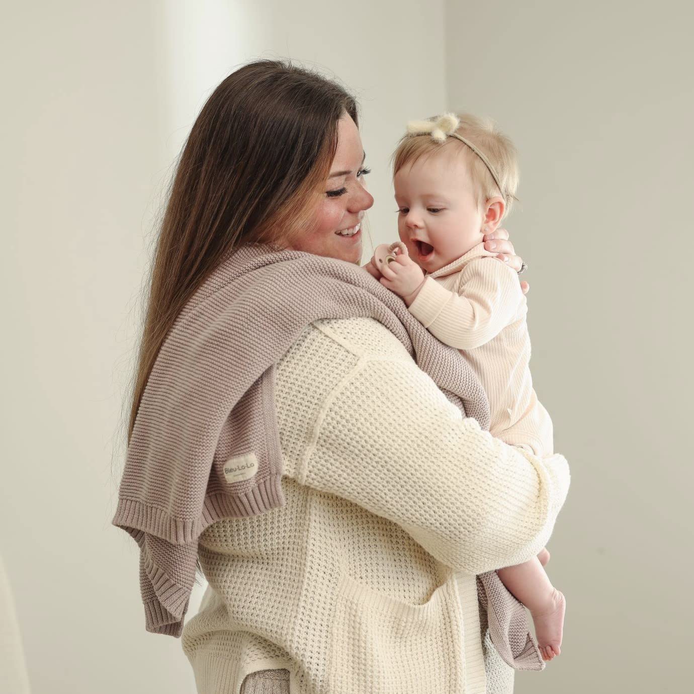 Signature Knit Organic Swaddle Blanket for Girls - 100% Soft Luxury Cotton Knit Receving Swaddler