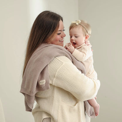 Signature Knit Organic Swaddle Blanket for Girls - 100% Soft Luxury Cotton Knit Receving Swaddler