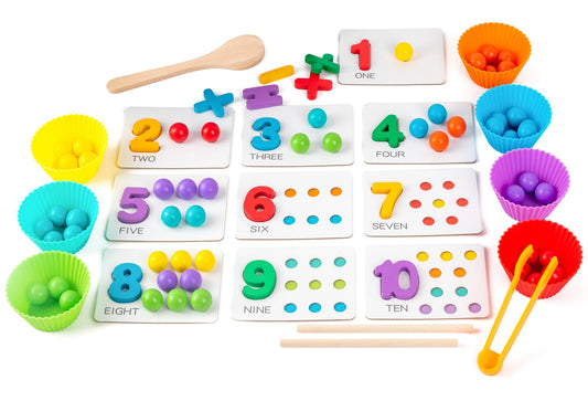 WECHARM KIDS Fine Motor Toys，Wooden Peg Board Bead Game for Toddlers - Rainbow Stacking, Color