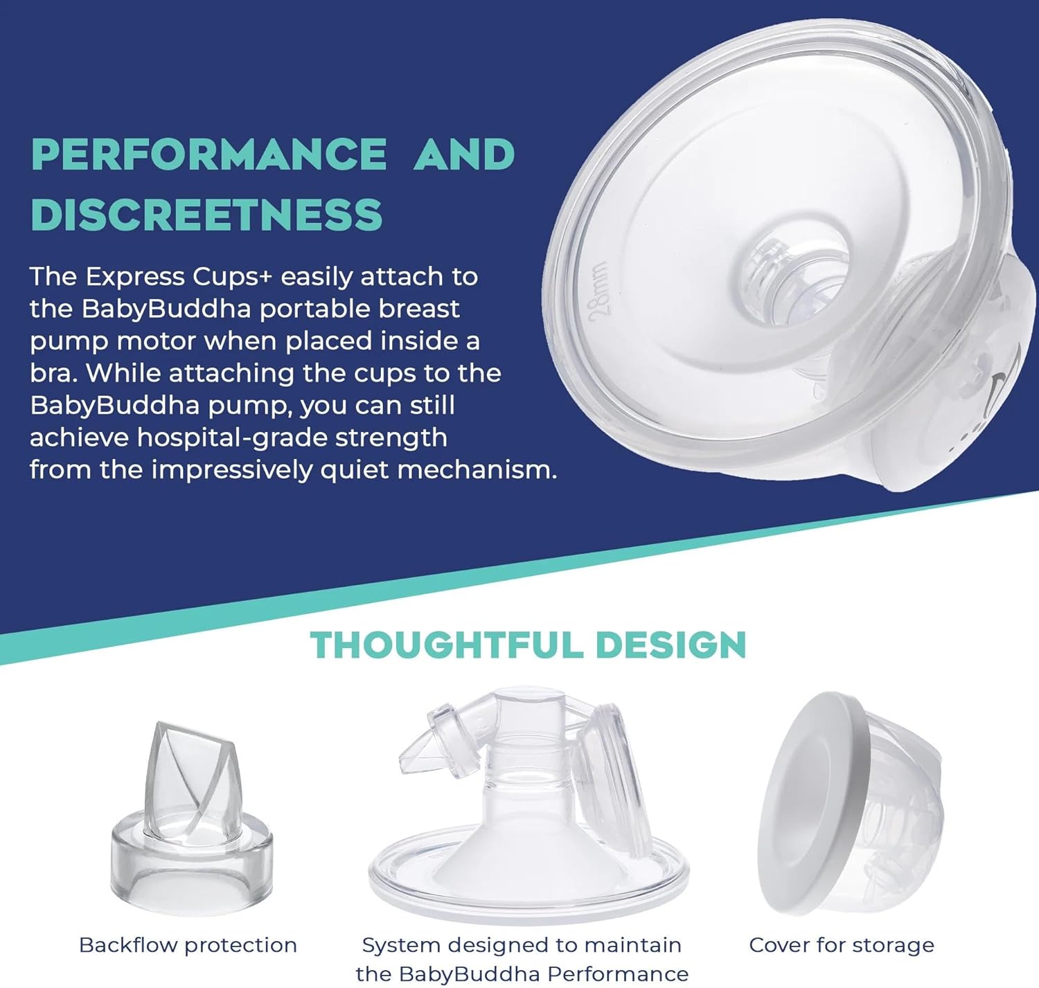 BabyBuddha Hands Free Milk Collection Cups for Breast Pump, 8 Fl Oz Each, Wearable Breastmilk