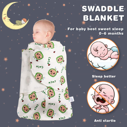 Swaddle-Blanket Baby Girl & Boy Swaddles Newborn Infant Transition 100% Cotton Wrap Blankets, 3-Way Adjustable Wearable Blanket, TOG 1.0 (Watermelon 3-6 Month)