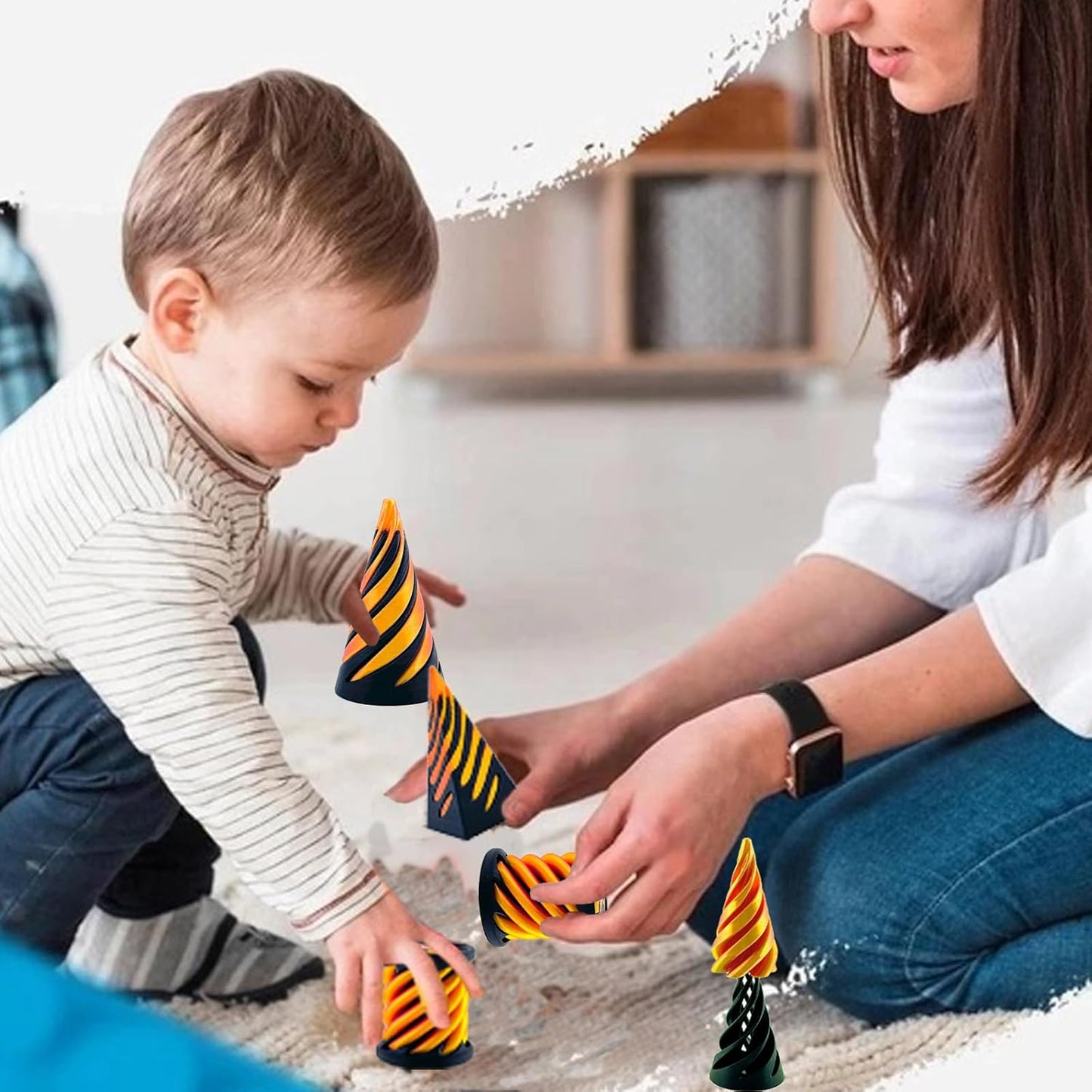 3 Packs Impossible Cone,Spiral Cone Fidget Toy Impossible Pyramid Passthrough Toy,3D Printed Spiral Cone Fidget Toy,Mini Vortex Thread Illusion Desktop Deco Souvenir Gift for Anxiety Relaxing