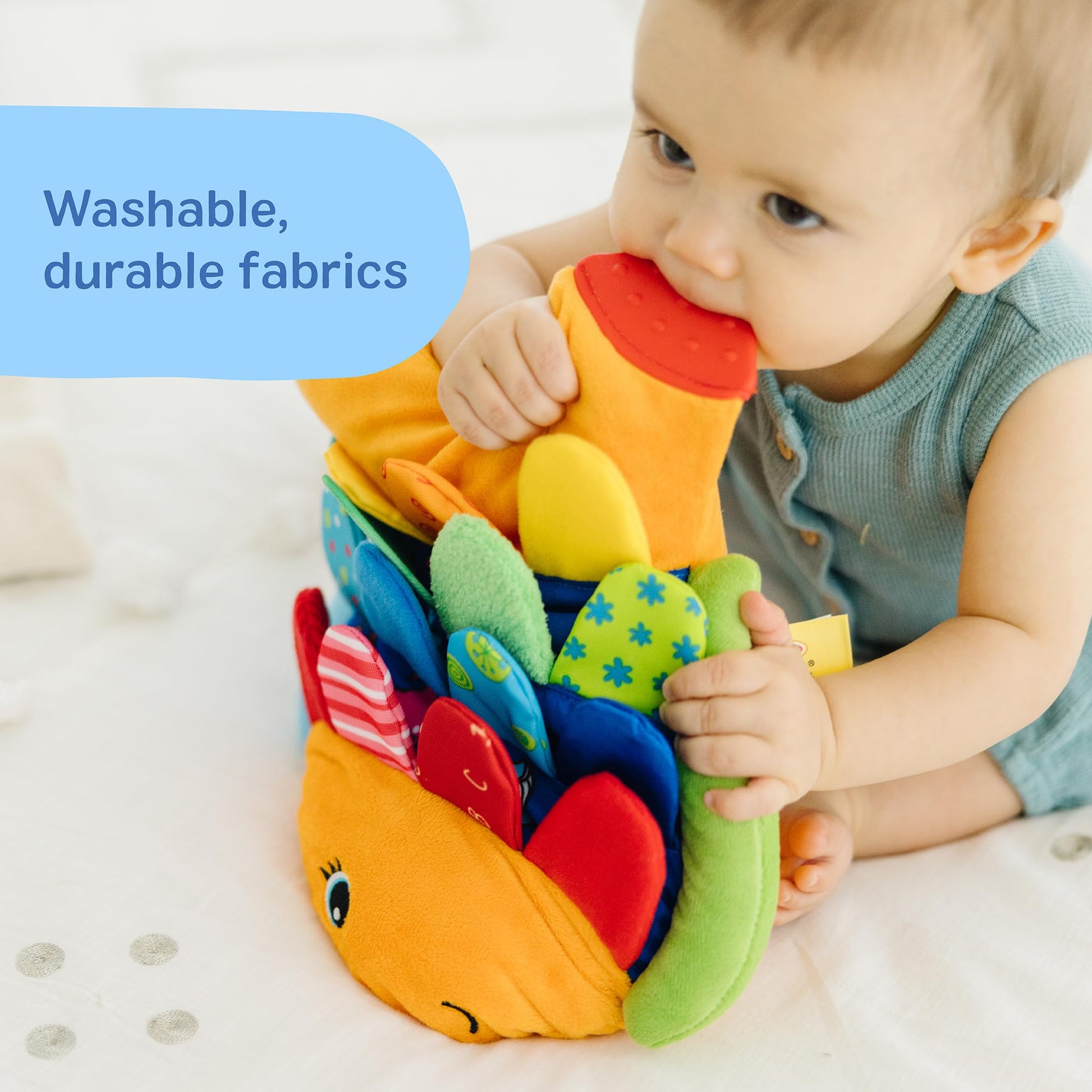 Melissa & Doug K’s Kids, Flip Fish Stuffed Animal, Soft Baby Book, Multi-Textured Squeaking &