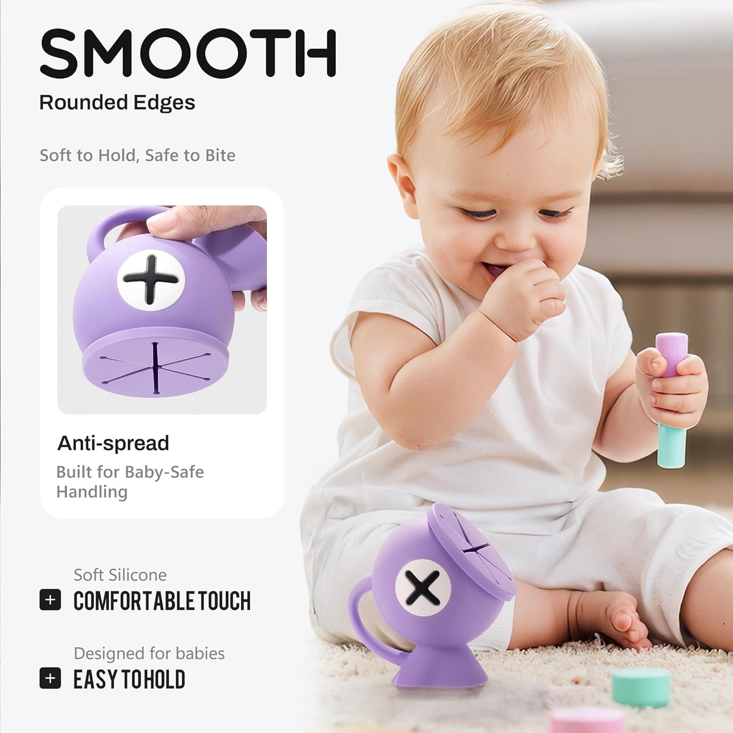 Li&Zhao Toddler Snack Cups - Baby Snack Containers Silicone Snack Cups for Toddlers Spill Proof